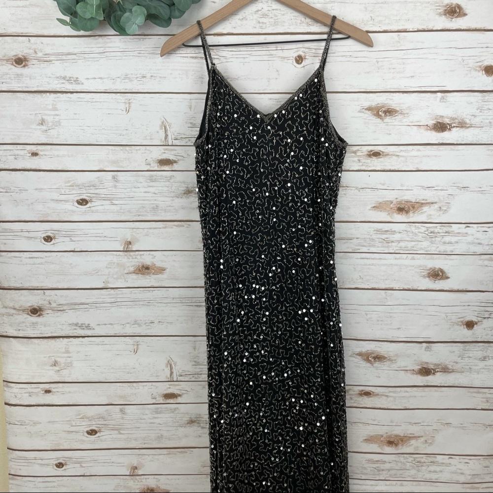Scala Sequin And Beads Spaghetti Strap Maxi Dress - image 1